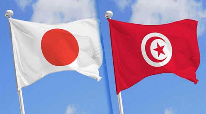 image des drapeaux du Japon et tunisie pour le projet solaire à Sidi Bouzid