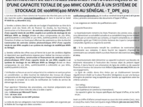 Appel d'offres Senelec 500MWc