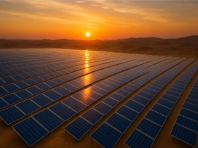 vue aerienne de projets solaires et éoliens